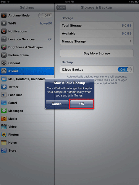 start icloud backup